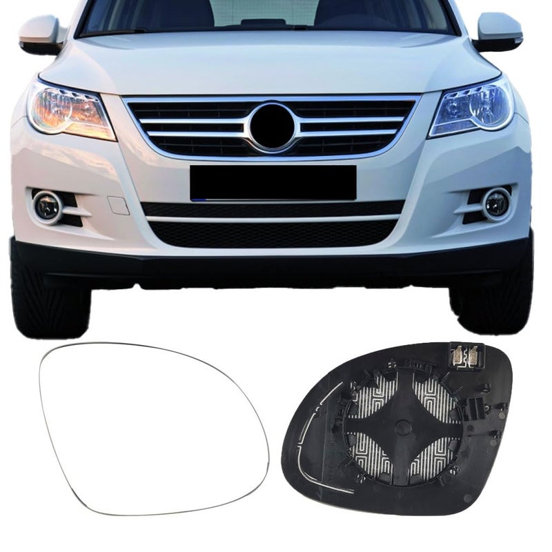 زجاج بديل للمرآة الجانبية للركاب لسيارة VOLKSWAGEN VW Tiguan 2009-2017، زجاج مرآة الرؤية الجانبية اليمنى المسخن للطاقة لفولكس واجن Tiguan2009 2010 2011 2012 2013 2014 2015 2016 2017 - Image 1